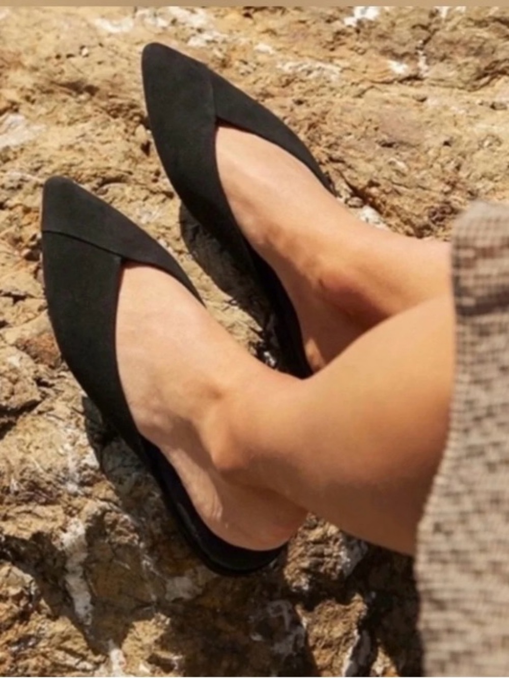 Birdies The Swan Black Suede Pointed Toe Slip-On Mules Flat Shoes Sz 8.5